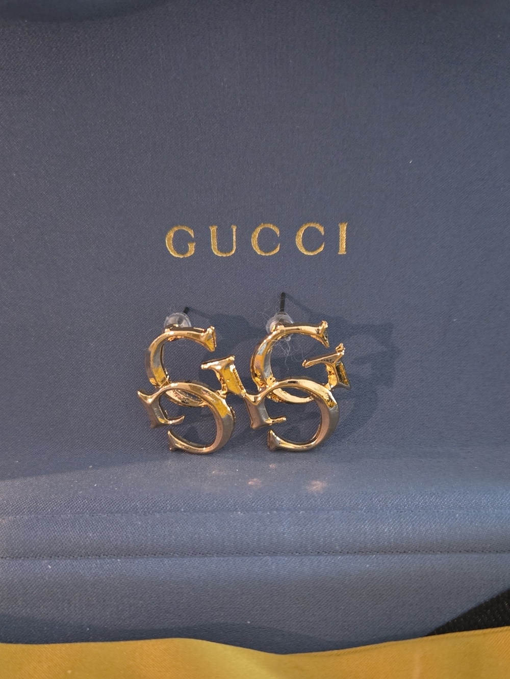 1." Gold-Tone Interlocking G  Statement Earrings - New